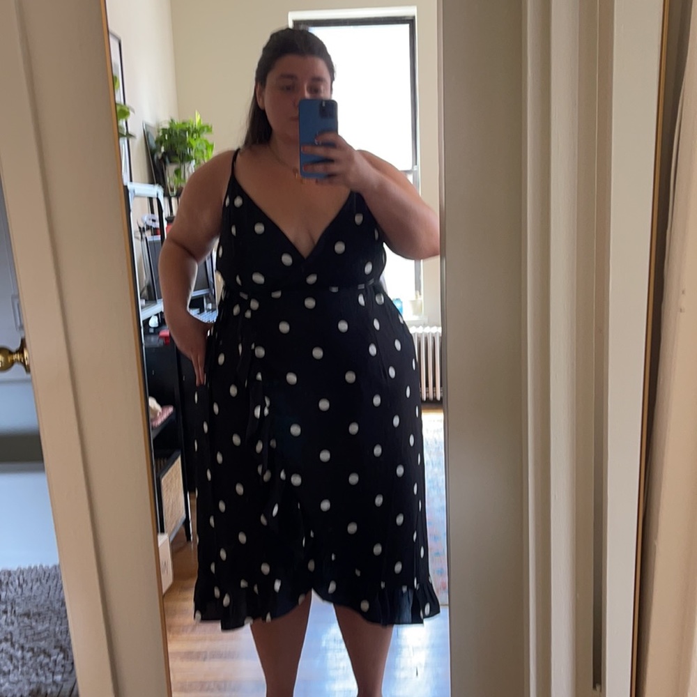 City chic midi black and white polka dot dress